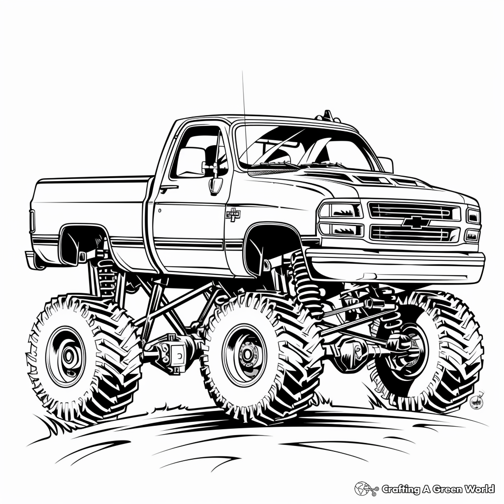 Diesel Truck Lifted Truck Coloring Pages Free Printable 