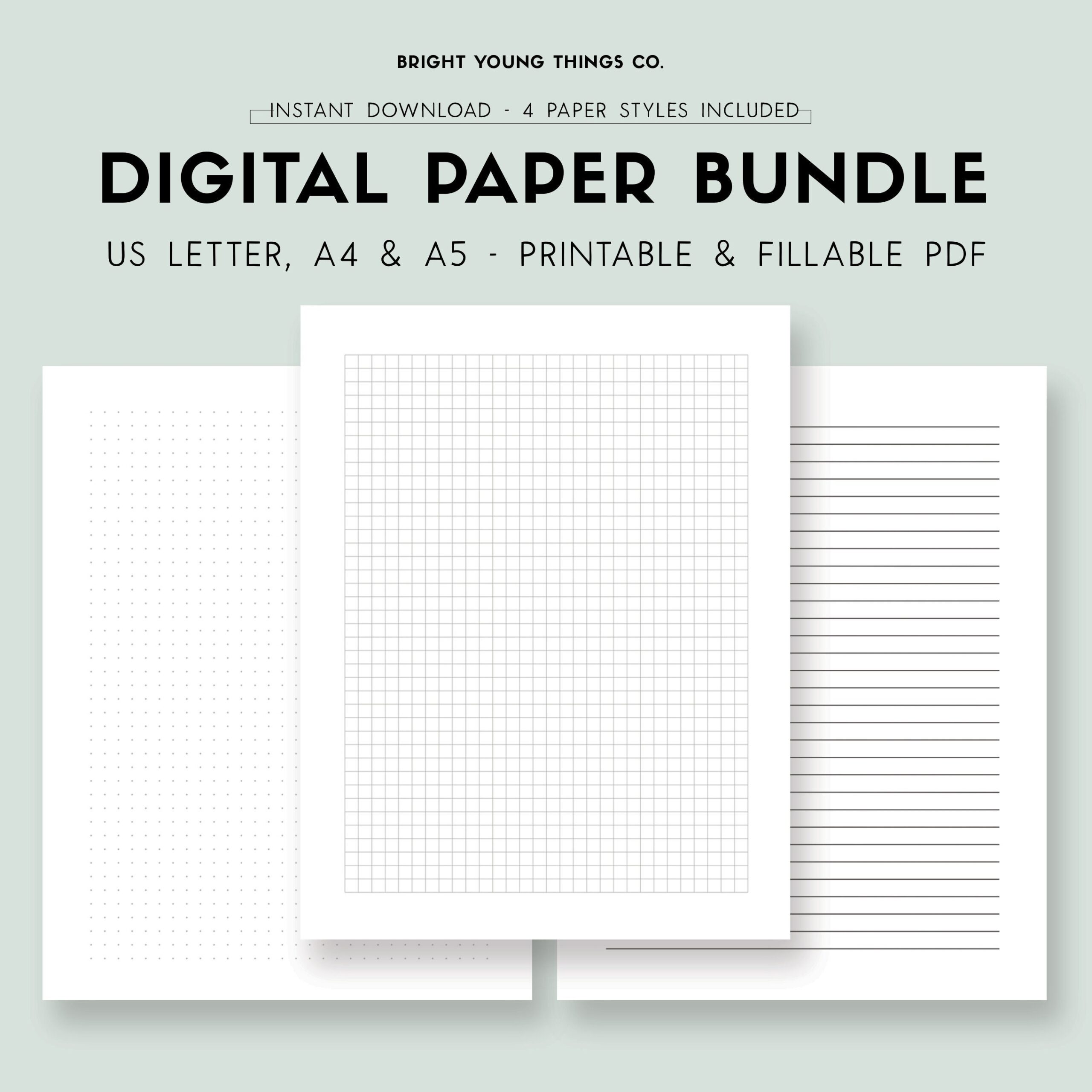 Digital Paper Bundle Printable Lined Paper Printable Graph Paper Printable Dot Grid Paper Printable Isometric Grid Paper PDF Download Etsy