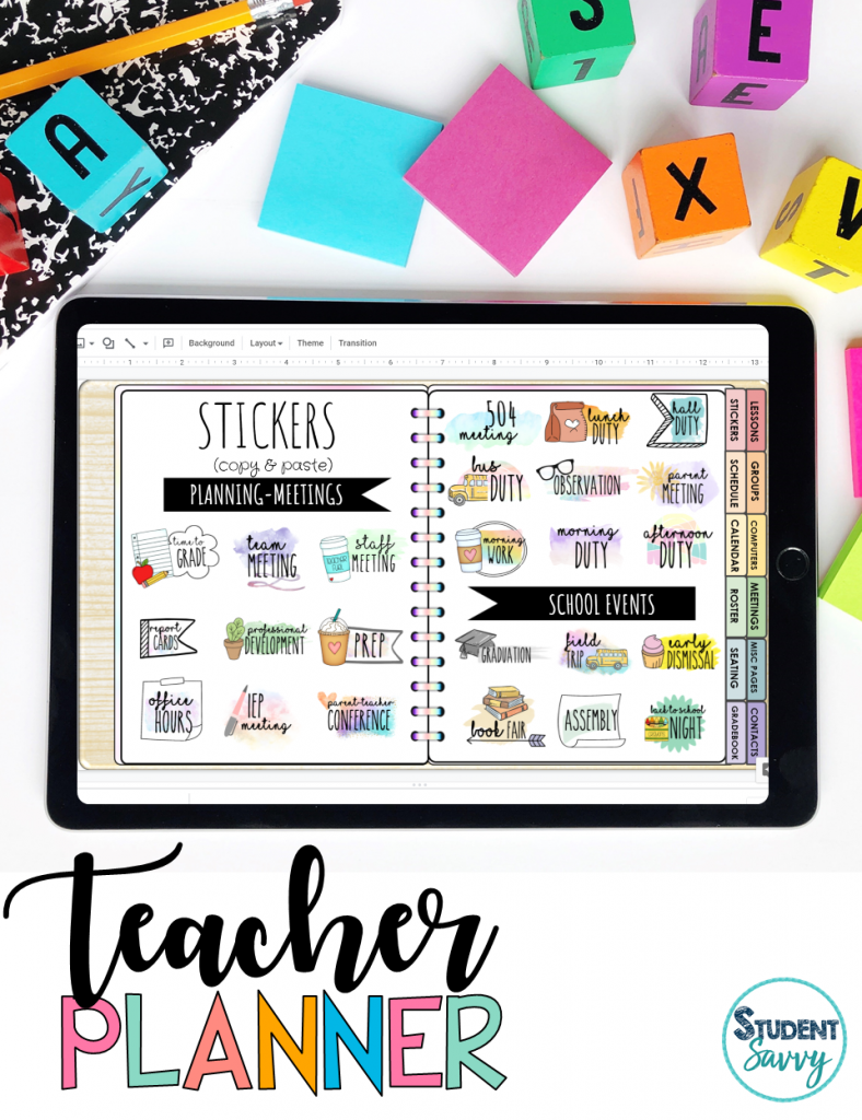 Digital Teacher Planner FREE Digital Planner Stickers Student Savvy