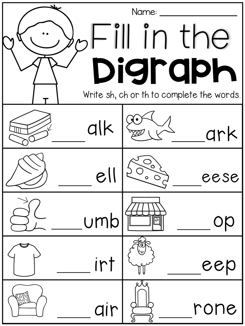 digraphs for kindergarten worksheets
