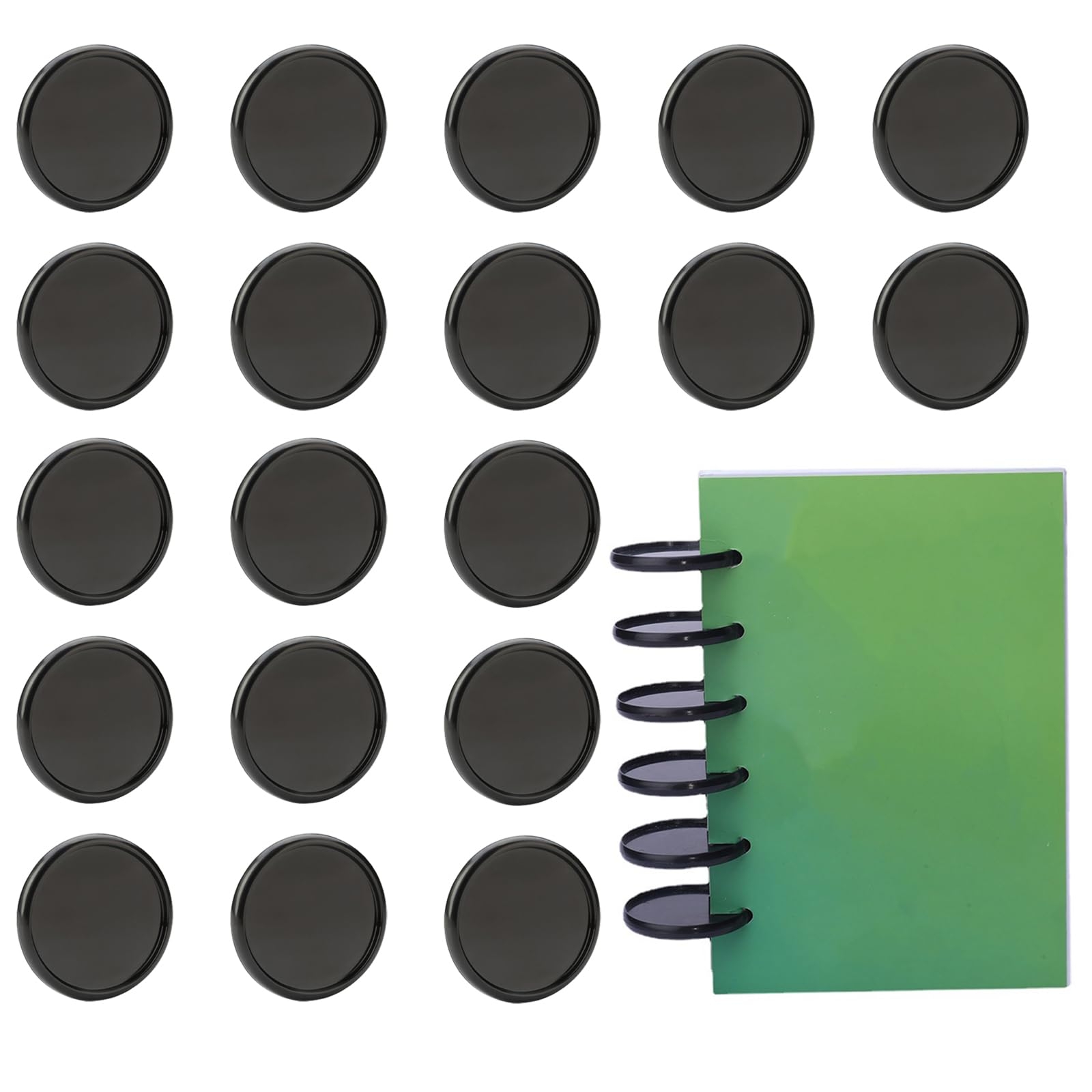 Discbound Notebook Accessories 60 Pcs 2 Inch Discbound Expansion Discs Black Plastic Binding Rings For DIY Notebooks And Planners Disc Binding System