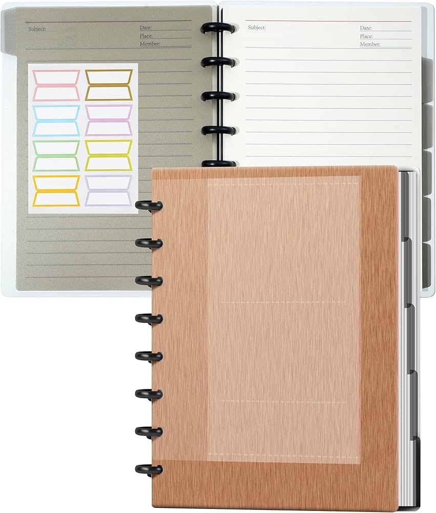 Discbound Notebook Customizable Spiral Journal Refillable 5 Subject Notebook With Removable Pages 120 Wide Ruled Disc Planner With 6 Binder Dividers 16 Tabs For Work Meeting School Rose Gold Amazon in Office Products
