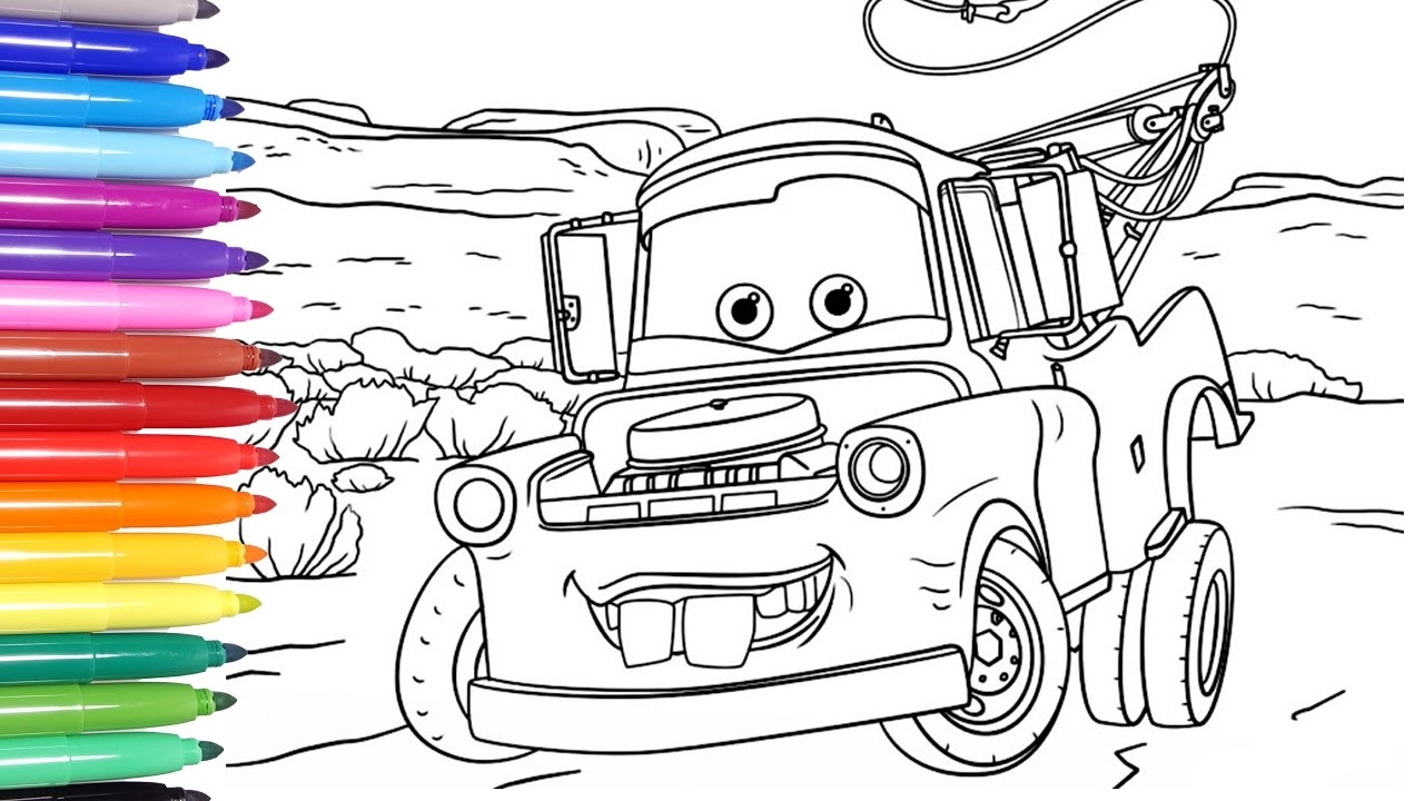 DISNEY CARS 3 Disney Cars Coloring Pages Learn Colors For Kids 1 Tow Mater YouTube