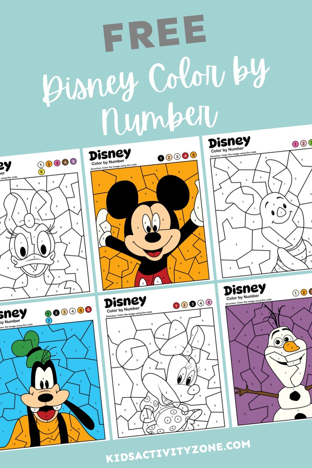 color by number disney printables