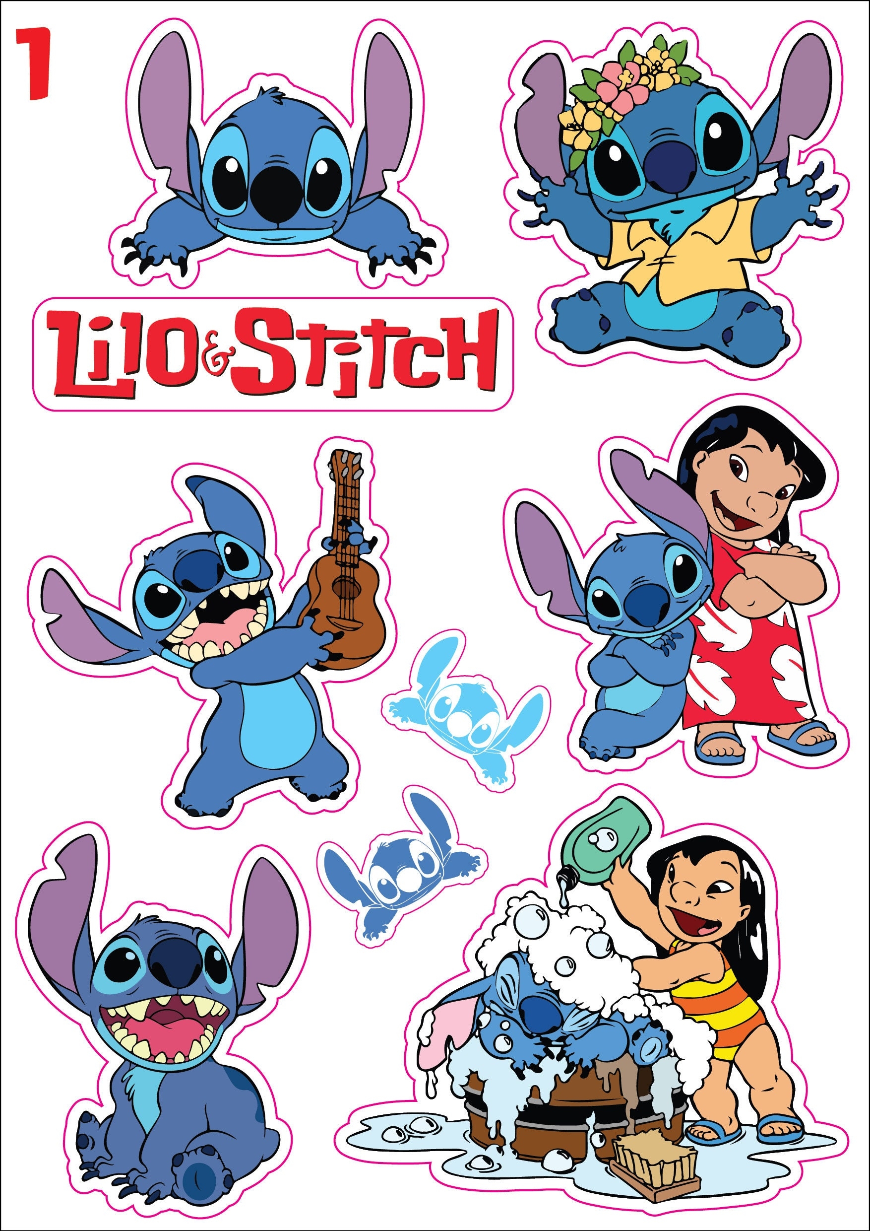 Disney Lilo And Stitch Stickers Lilo And Stitch Characters Disney Labels Waterproof Vinyl Stickers Sticker Sheet Waterproof Labels Etsy Israel