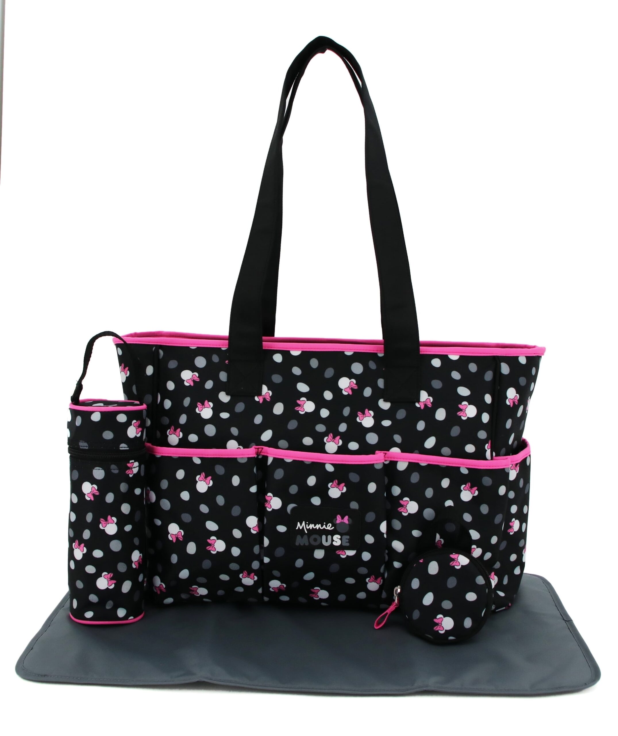 Disney Minnie Mouse Diaper Bag Set Changing Pad Insulated Bottle Holder Pacifier Holder Walmart