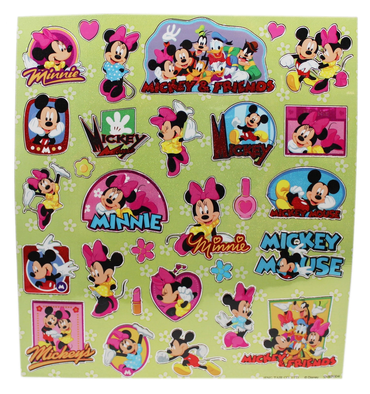 Disney s Minnie And Mickey Mouse Green Background Sticker Sheet 23 Stickers Walmart Business Supplies