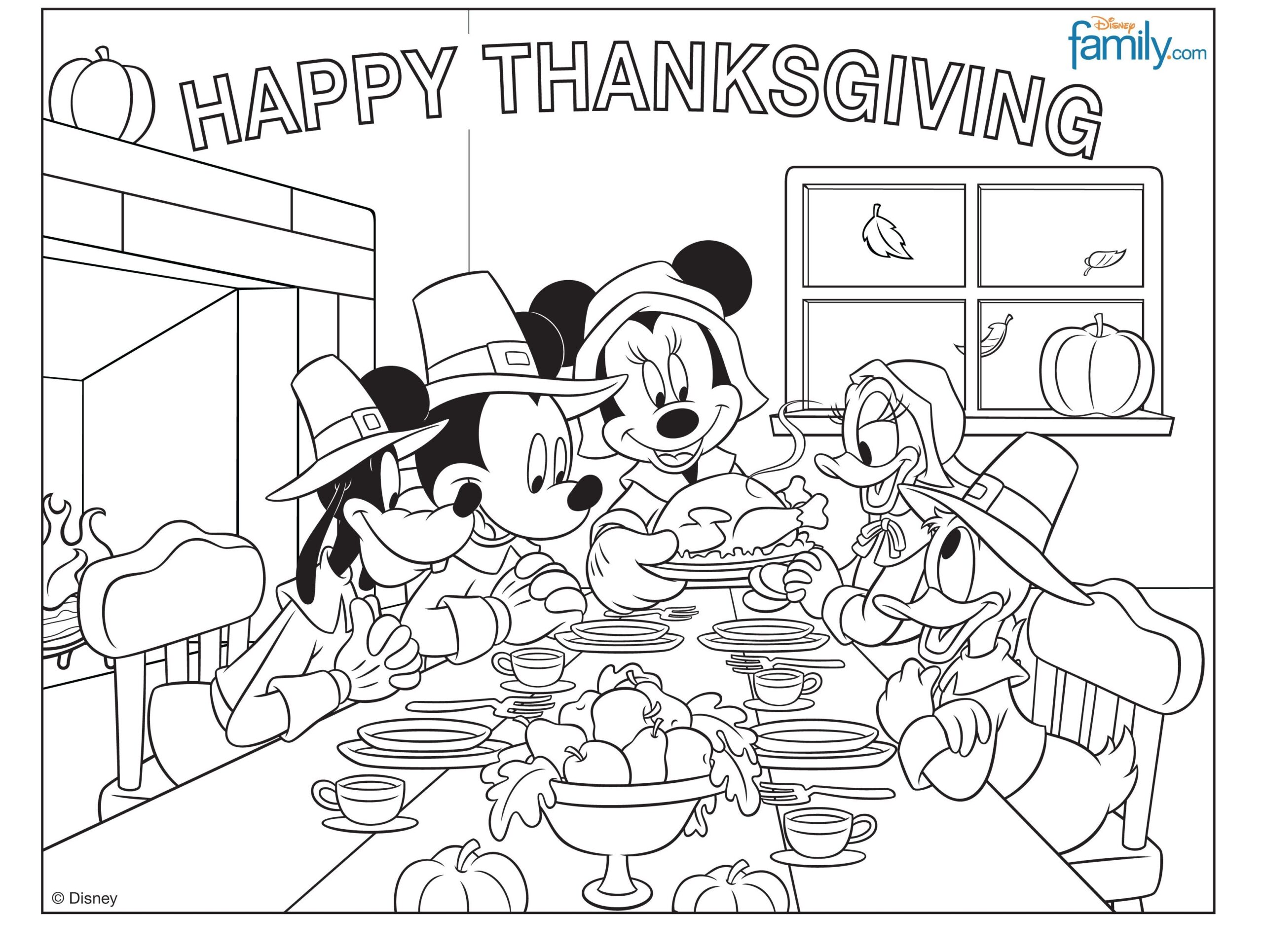 mickey mouse thanksgiving coloring page