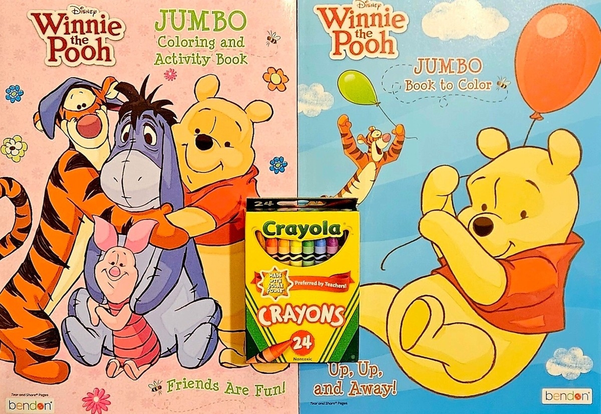 Disney Winnie The Pooh Jumbo Coloring Activity Book SET OF 2 With Crayons EBay