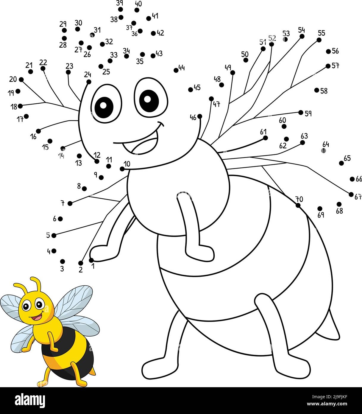 Dot To Dot Bee Coloring Page For Kids Stock Vector Image Art Alamy