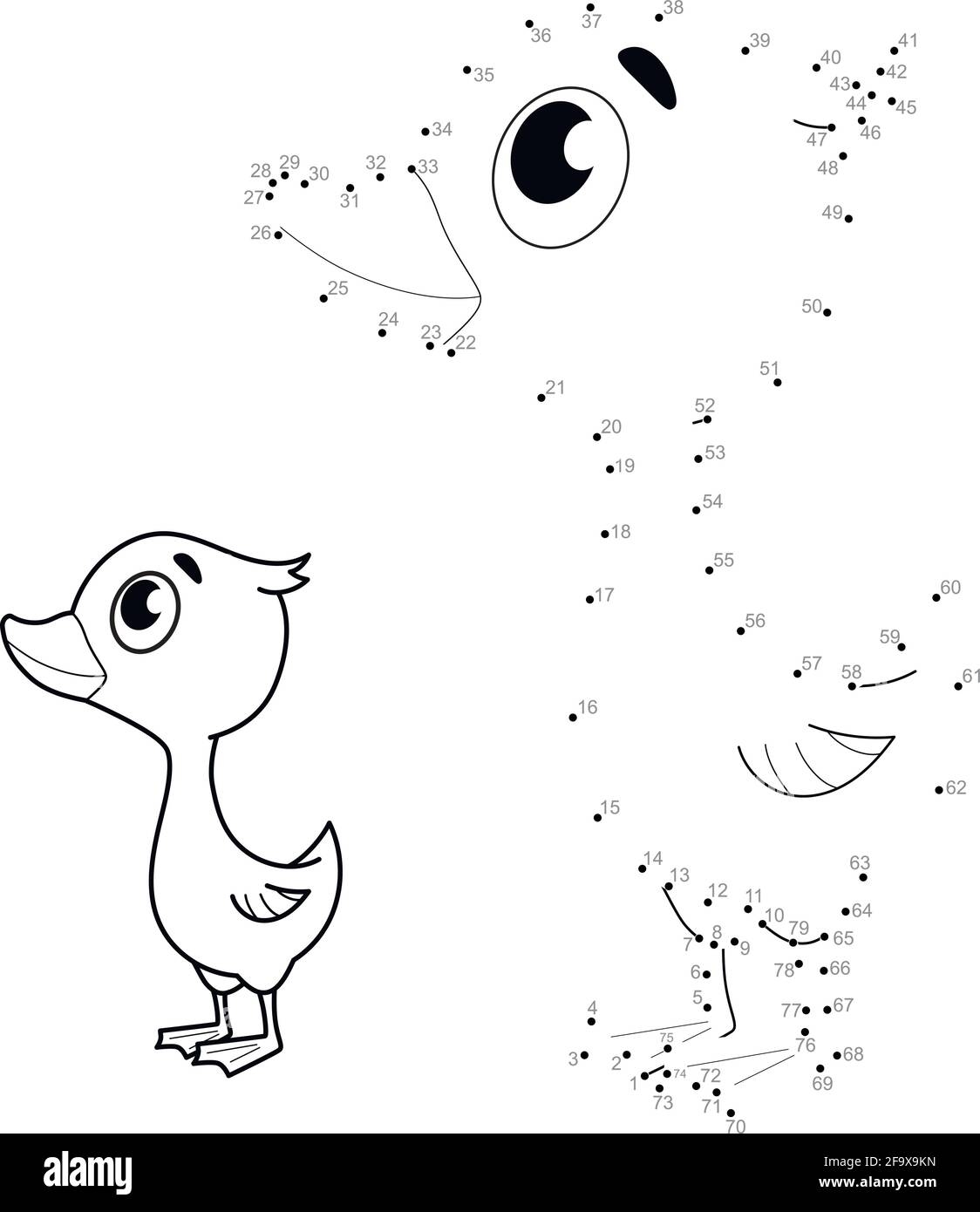 Dot To Dot Puzzle For Children Connect Dots Game Duckling Illustration Stock Vector Image Art Alamy