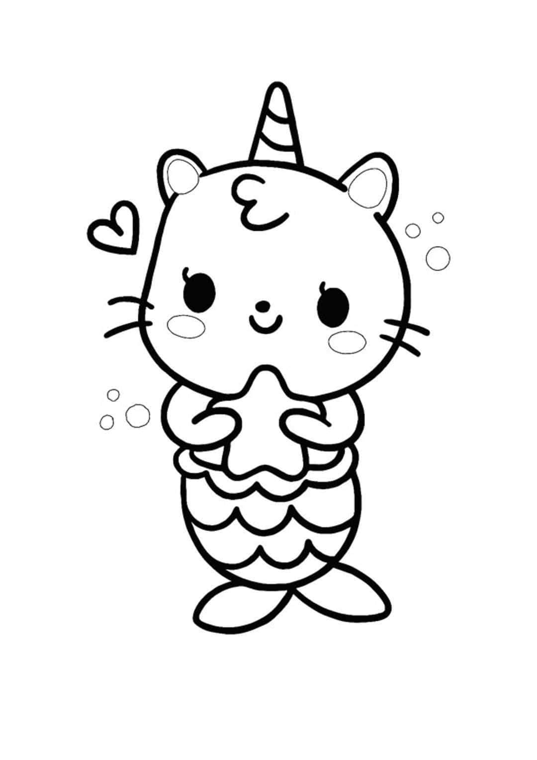 unicorn cat mermaid coloring pages