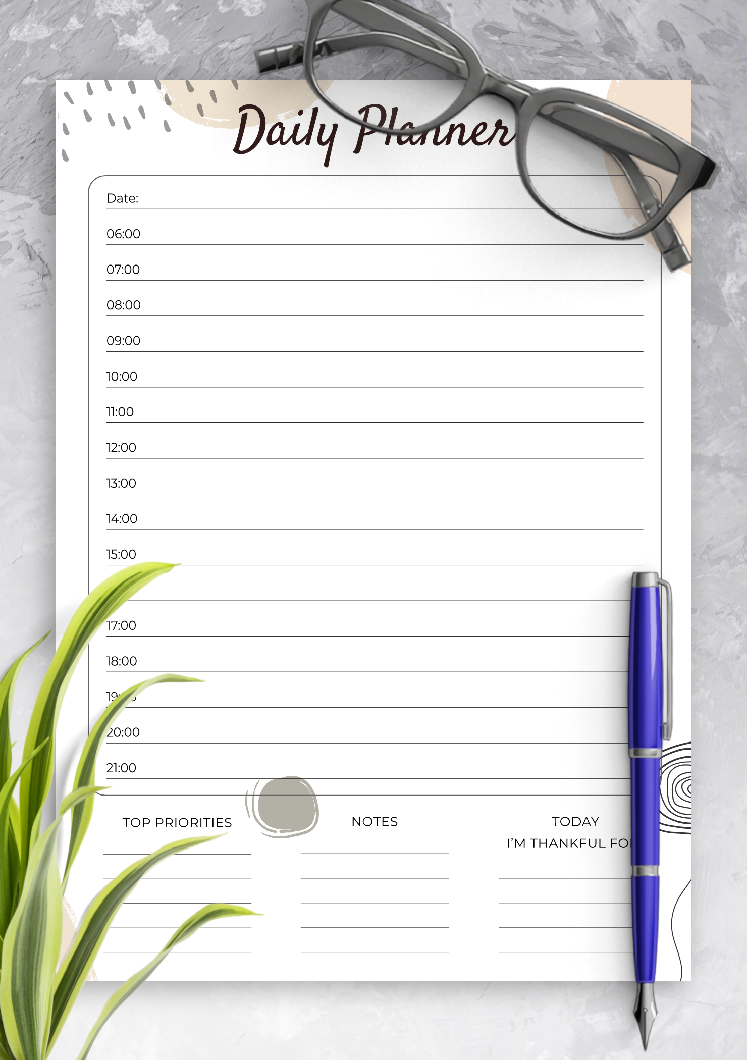 daily planner with time slots