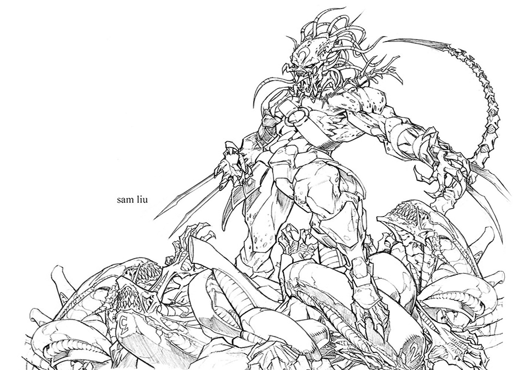 alien vs predator coloring pages