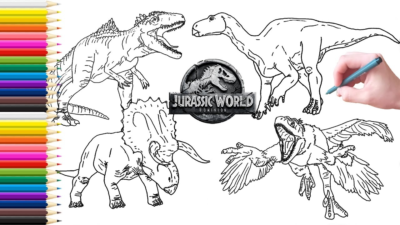 Drawing And Coloring Dinosaur Collection From Jurassic World Dominion YouTube