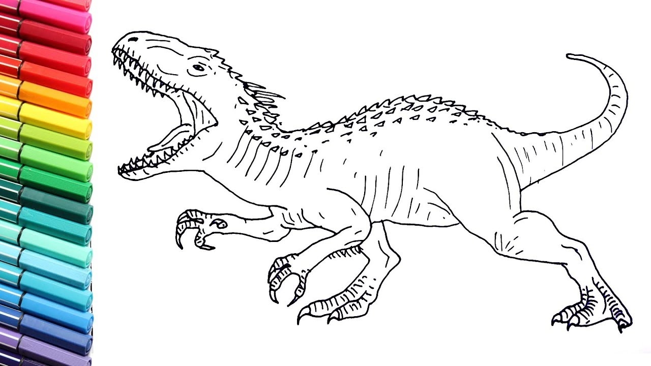 Drawing And Coloring Indominus Rex From Jurassic World Dinosaurs Color Pages For Children YouTube