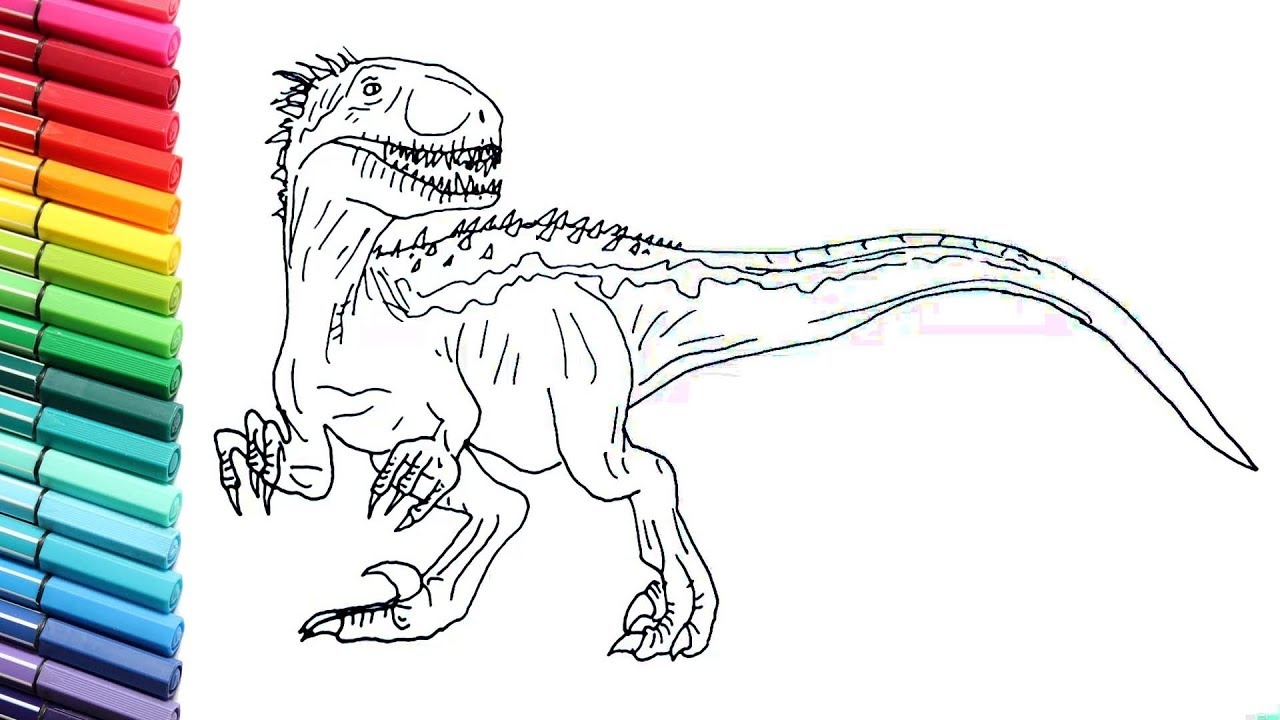 Drawing And Coloring Indoraptor From Jurassic World How To Draw Dinosaurs For Childrens YouTube