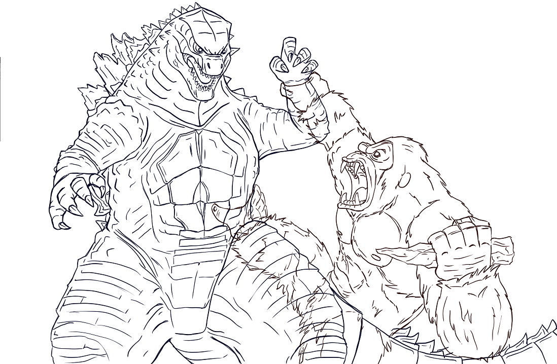 Drawing Godzilla Versus King Kong Free Godzilla Coloring Pages Godzilla Vs Kong Free Color The Legendary