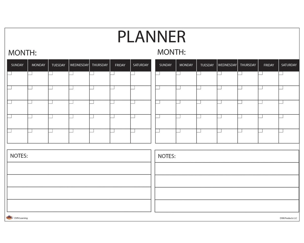Dry Erase Calendar For Wall 2 Month Planner Erasable Reusable 24 x36 EBay