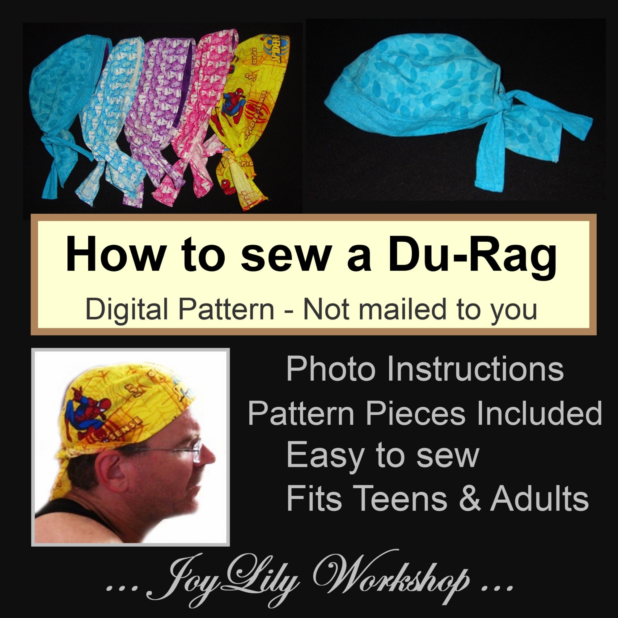 Du rag Sewing Pattern Easy Photo Instructions Pattern Pieces PDF Etsy