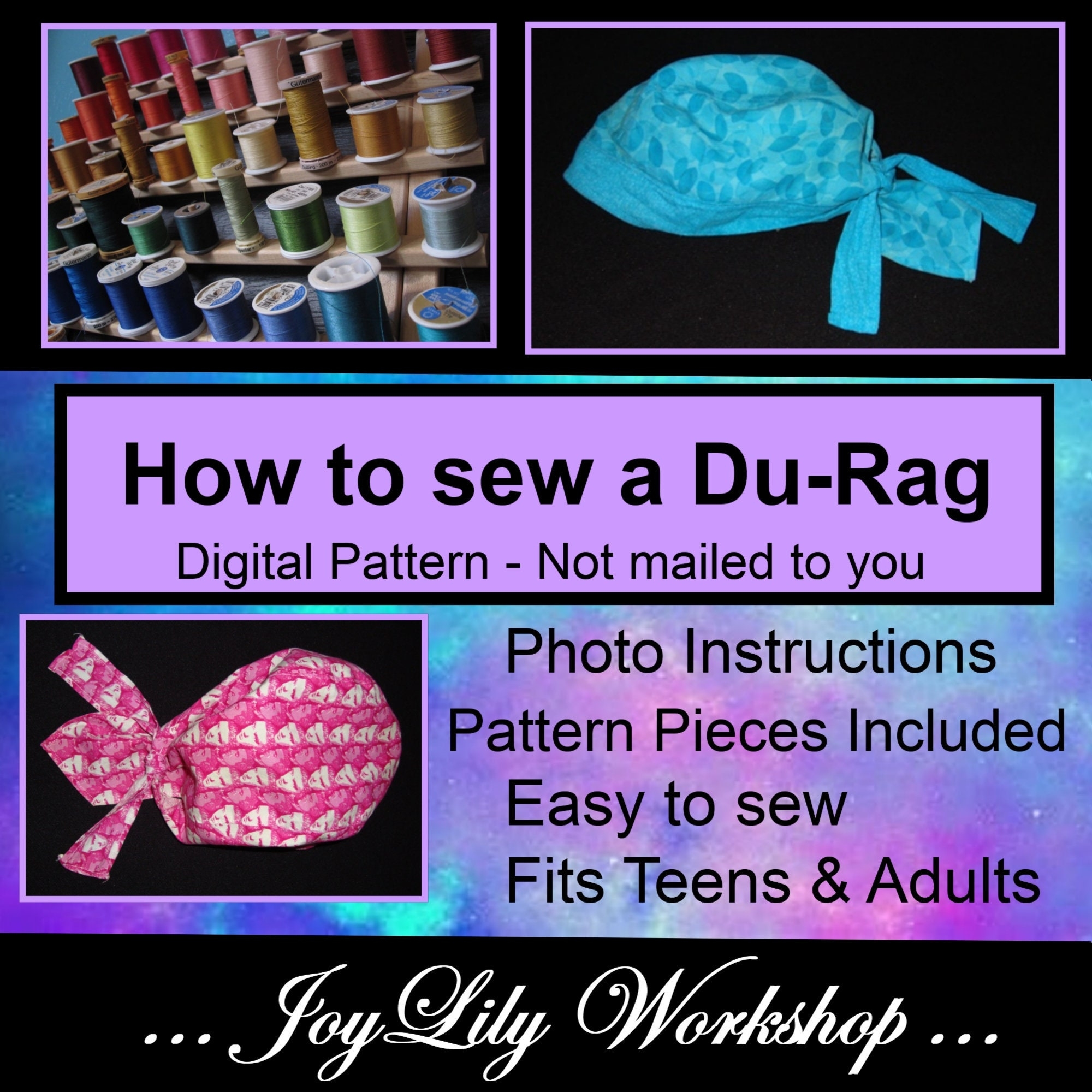 Du rag Sewing Pattern Easy Photo Instructions Pattern Pieces PDF Etsy