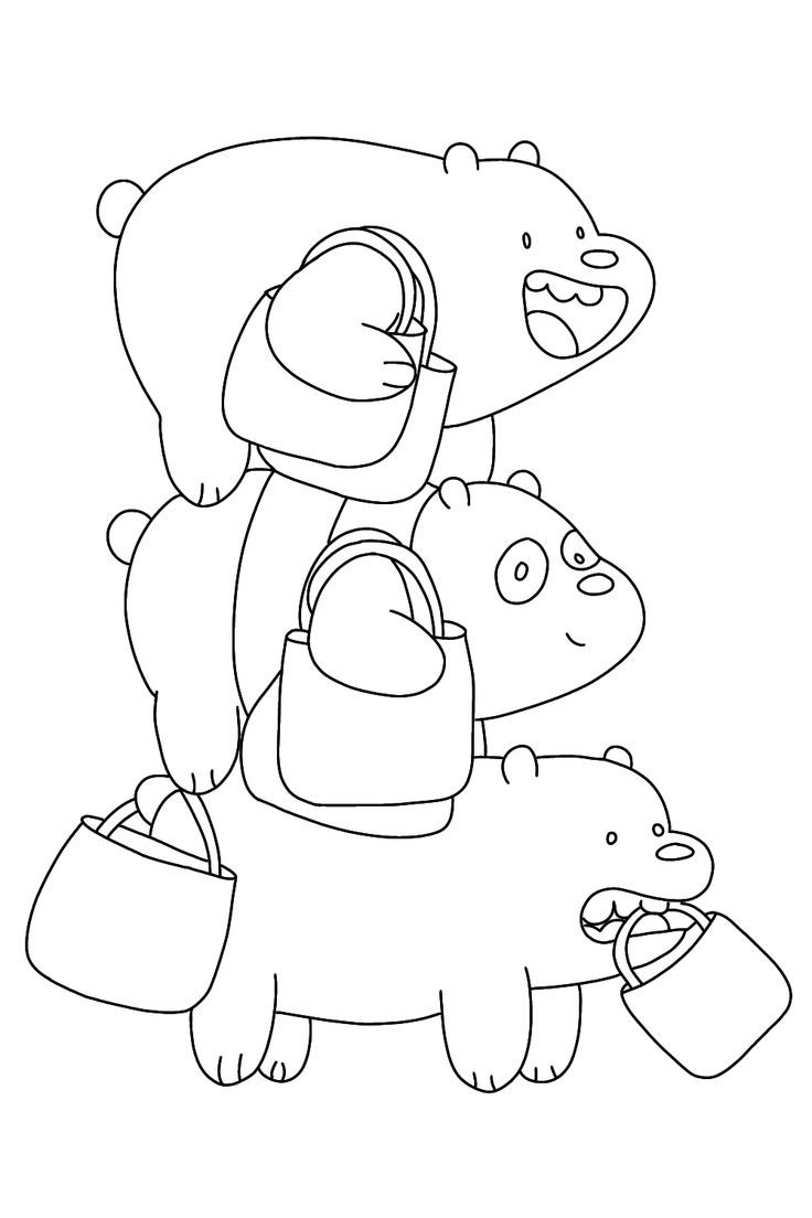 Earth Friendly Fun We Bare Bears Rocking Ecologic Bags Coloring Page For Kids