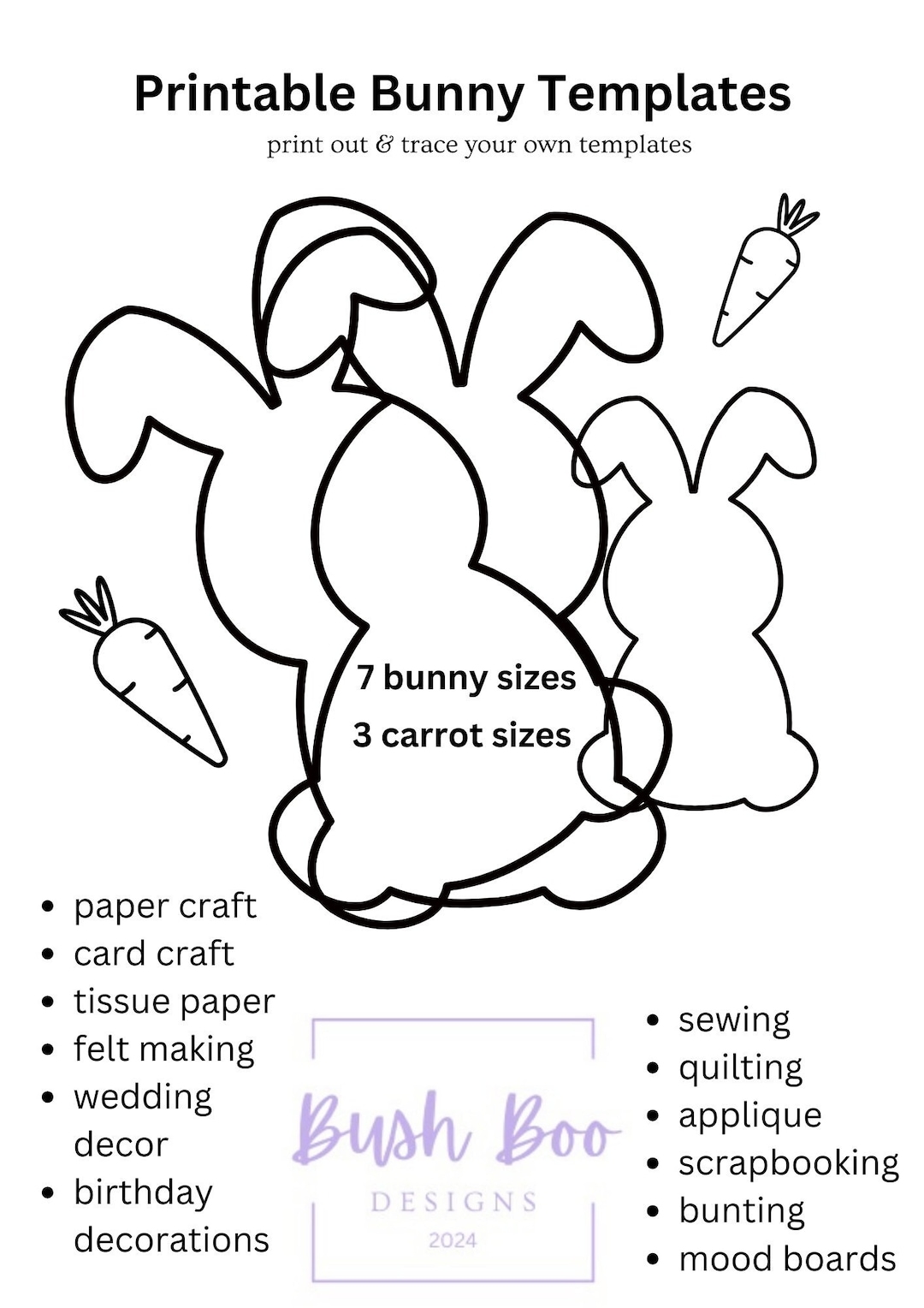 Easter Bunny Template Craft Project Printables PDF Download Etsy