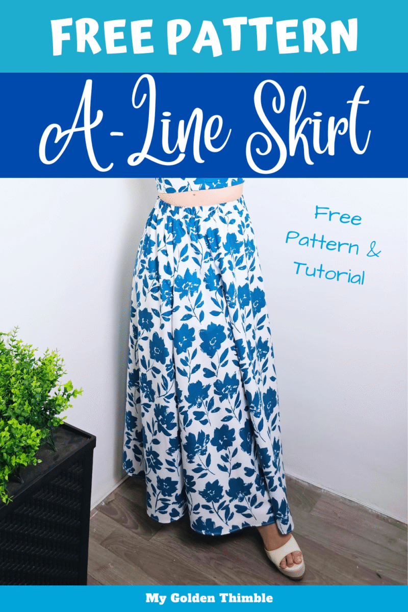 Easy A Line Skirt Free Pattern Tutorial Pockets Elastic Waist 