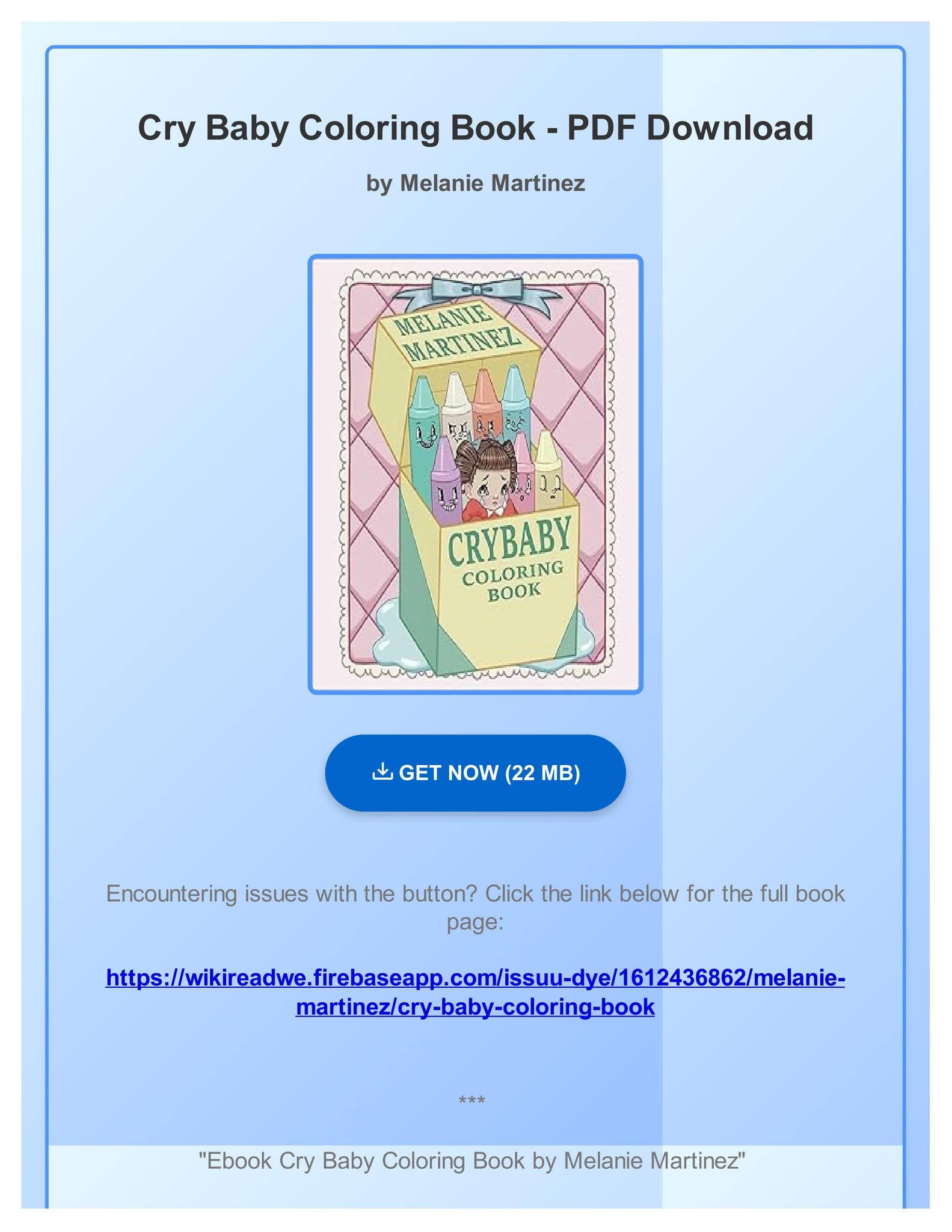 Ebook Cry Baby Coloring Book By Melanie Martinez By WardJrld Issuu