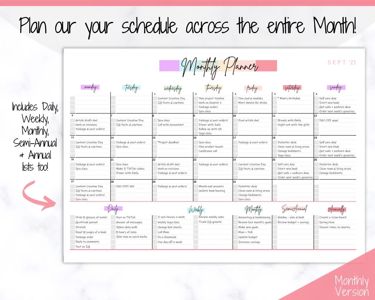 EDITABLE Monthly Planner MONTH At A Glance Weekly Monthly Planners To Do List Printable Student Teacher Template Schedule Checklist Etsy