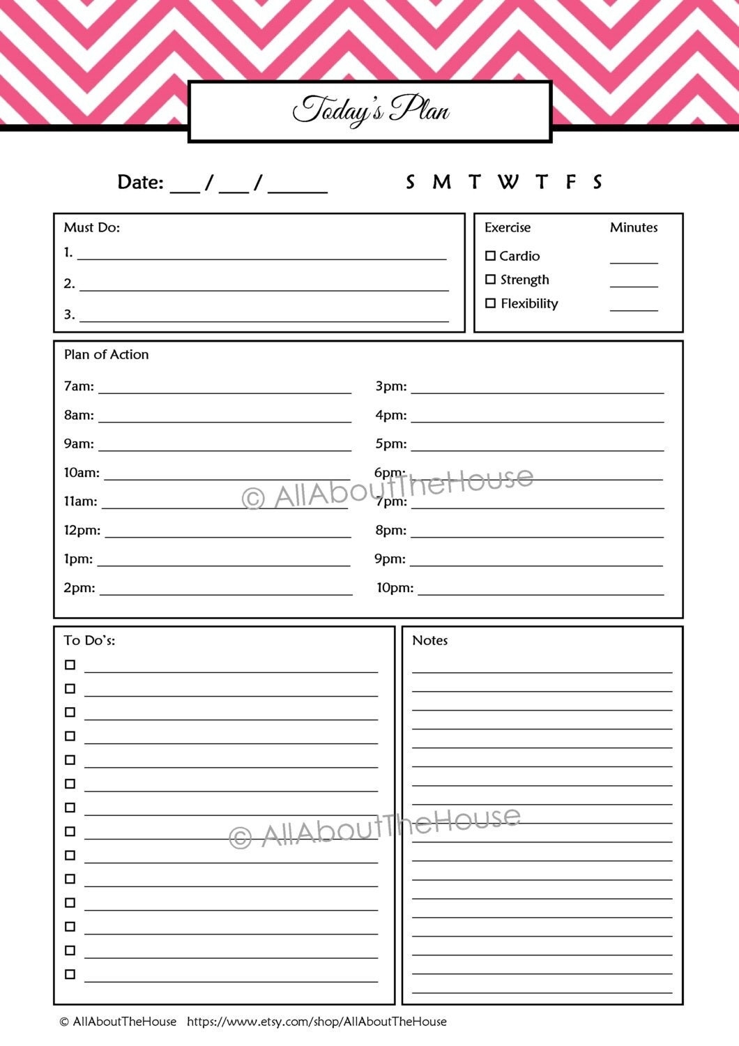 EDITABLE Printable Daily Planner 1 Page Per Day Scheduling Layout Customisable Fillable Pdf Can Resize To Any Page Size You Like Etsy