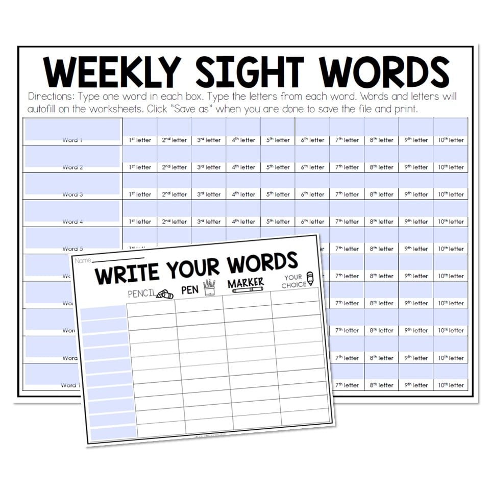 sight word worksheet generator