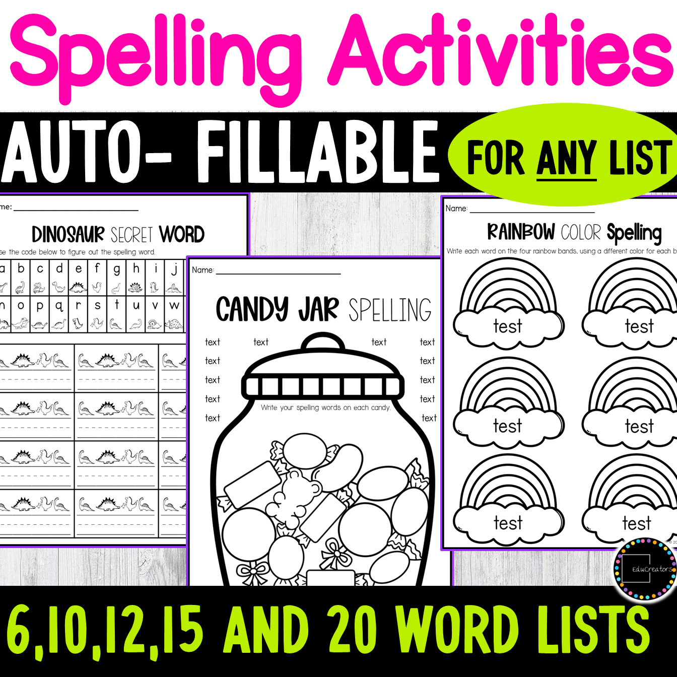 editable spelling worksheets