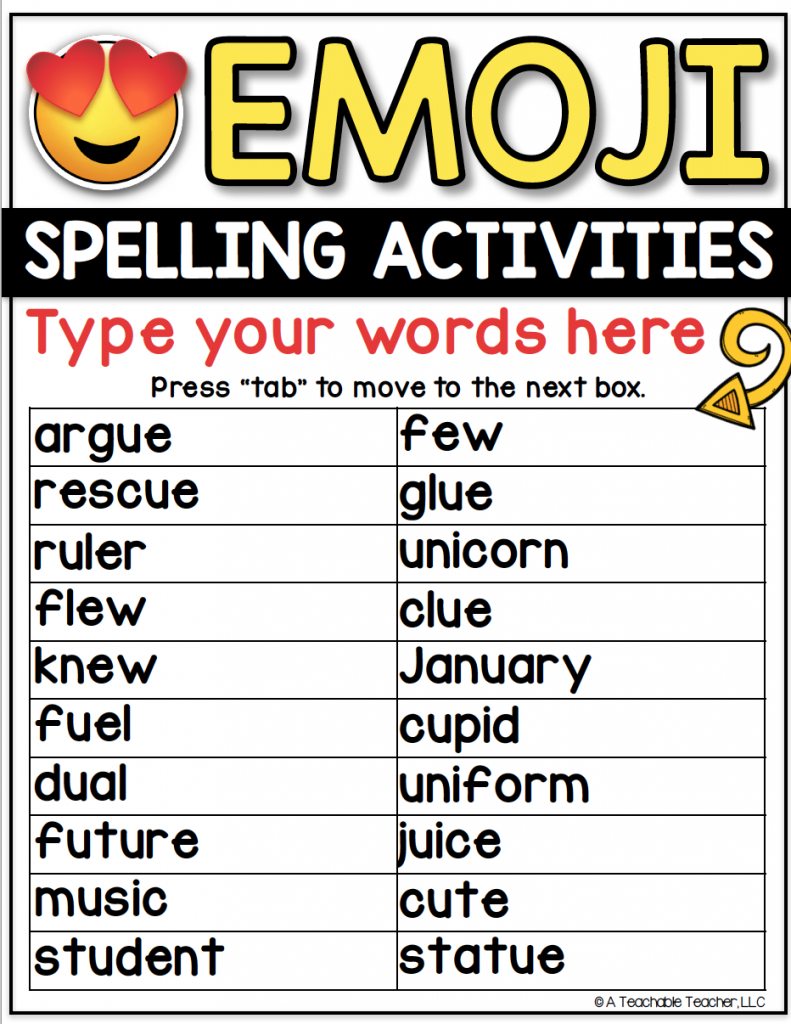 spelling list worksheet generator