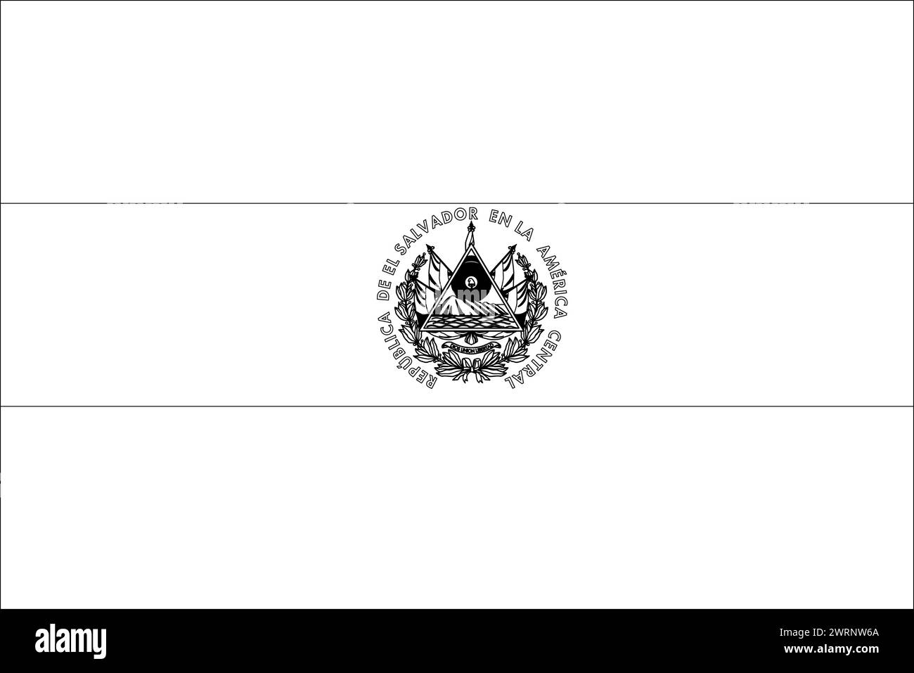 El Salvador Flag Thin Black Vector Outline Wireframe Isolated On White Background Ready For Colouring Stock Vector Image Art Alamy