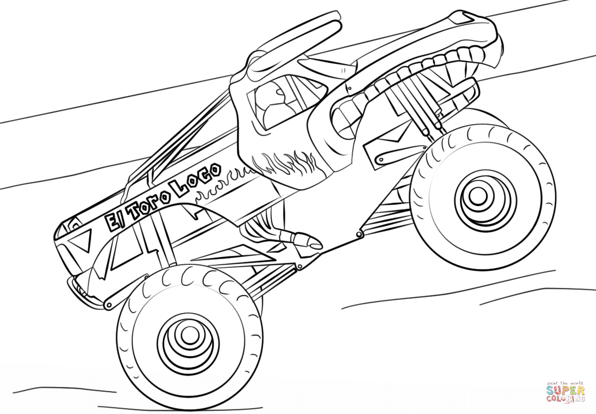 El Toro Loco Monster Truck Coloring Page Free Printable