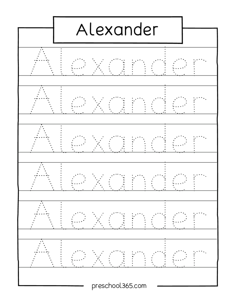 preschool name tracing worksheets