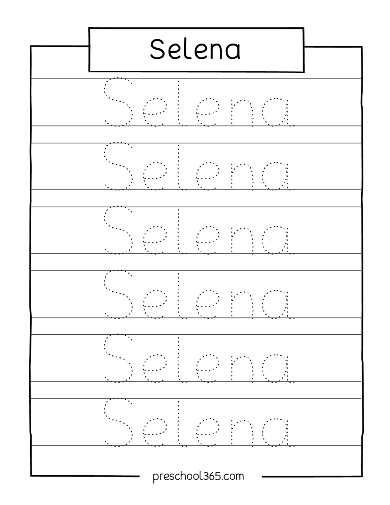 Elijah Alexander Malik Ajani Hannah Selena Saliha Preschool Name Tracing Sheet Preschool365