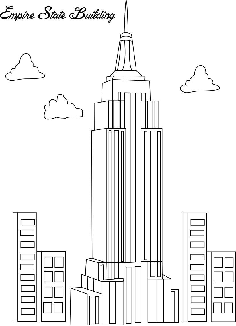 Empire State Building Coloring Page For Kids