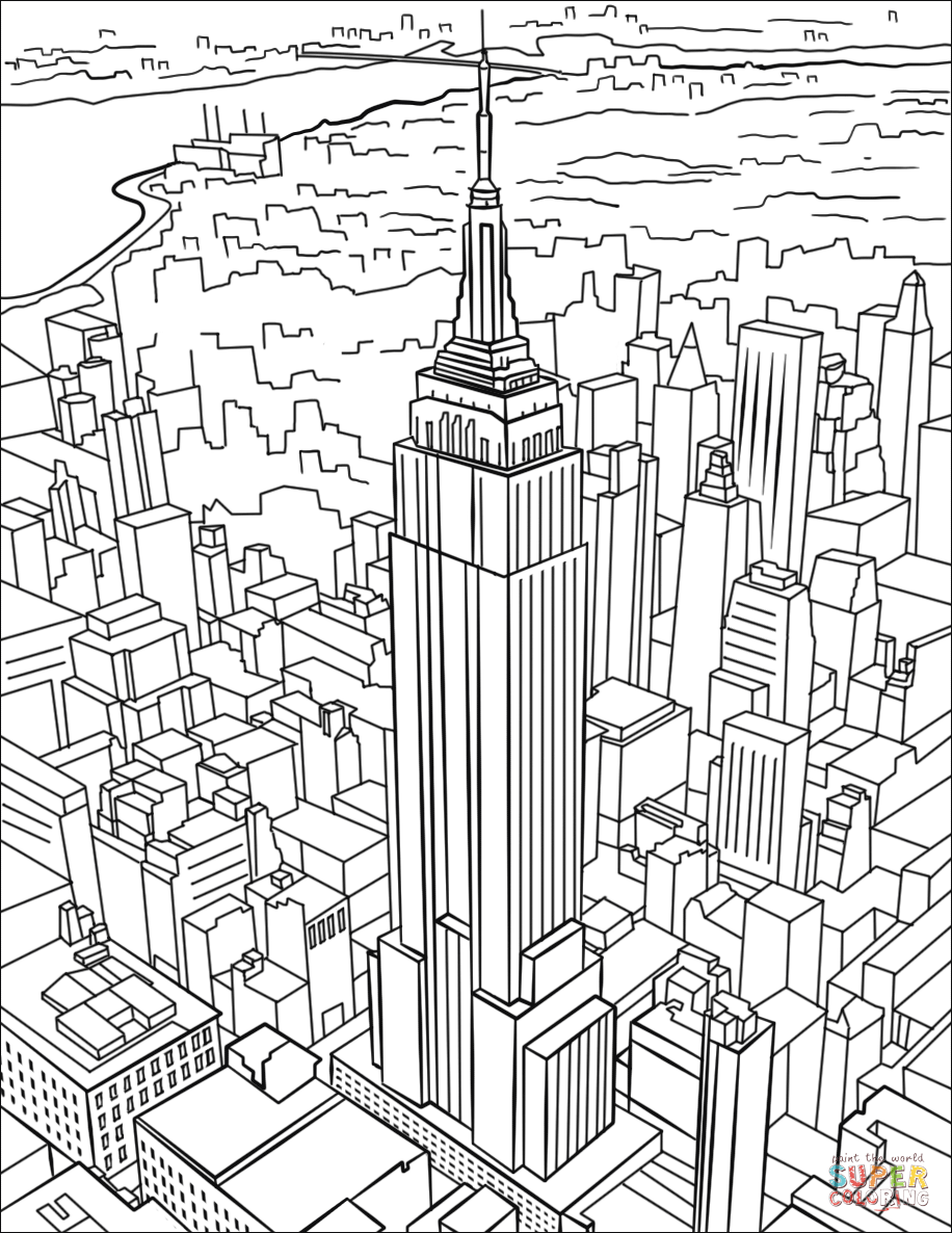 Empire State Building Coloring Page Free Printable