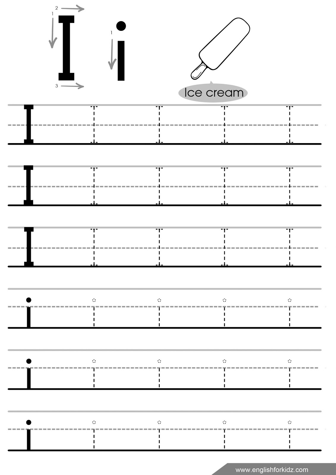 English For Kids Step By Step Letter I Worksheets Flash Cards Coloring Pages