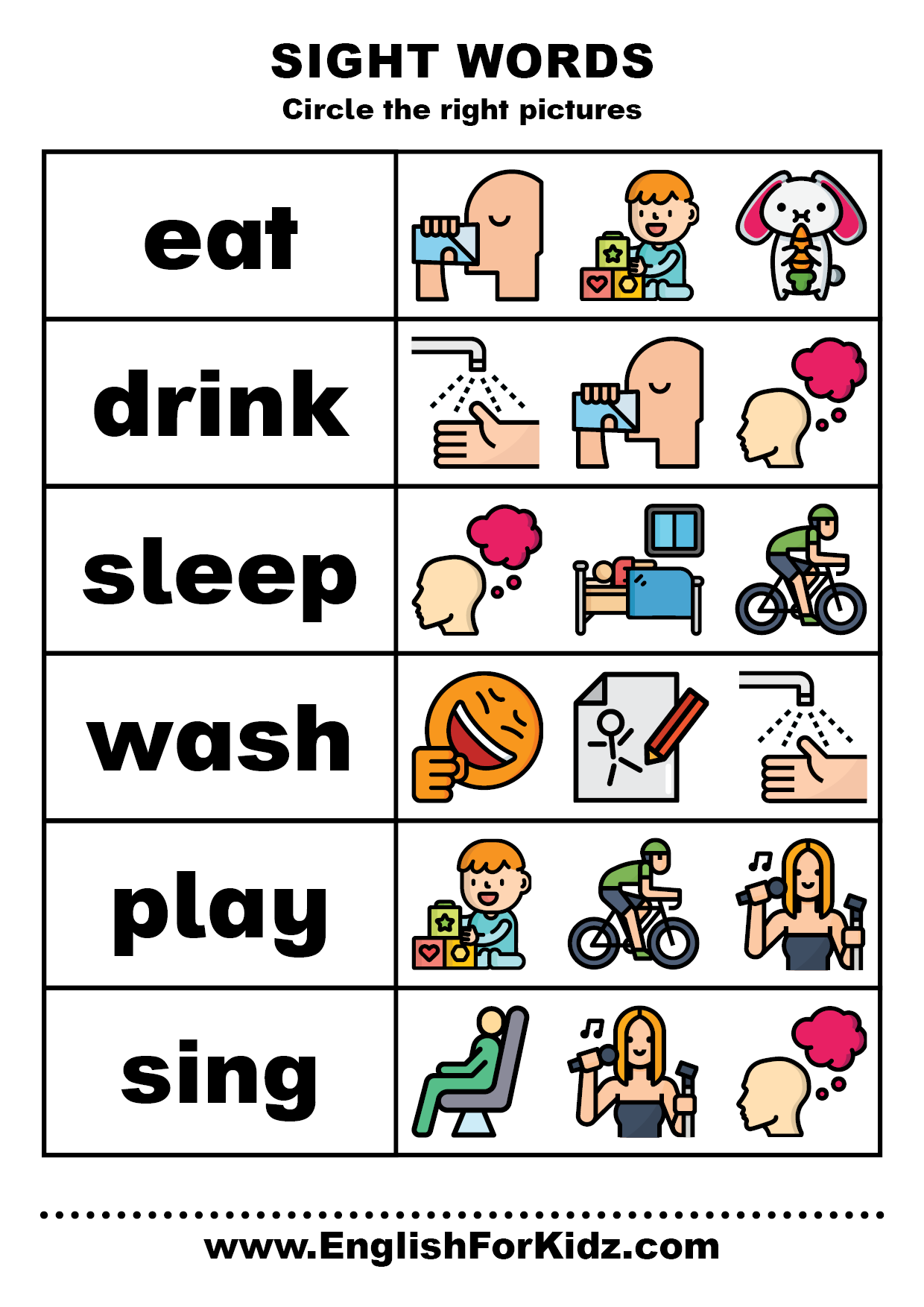 sight word and worksheet