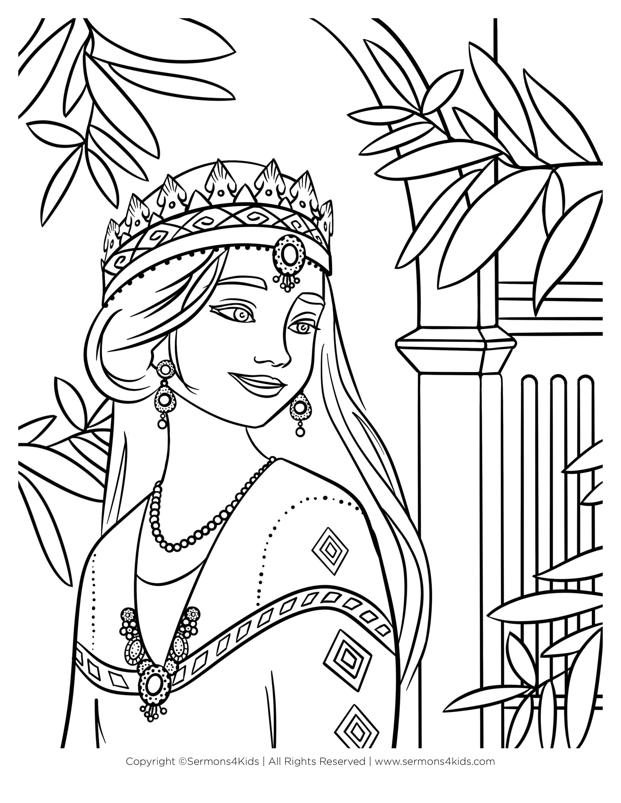 Esther The Brave Queen Children s Coloring Page From Sermons4Kids 