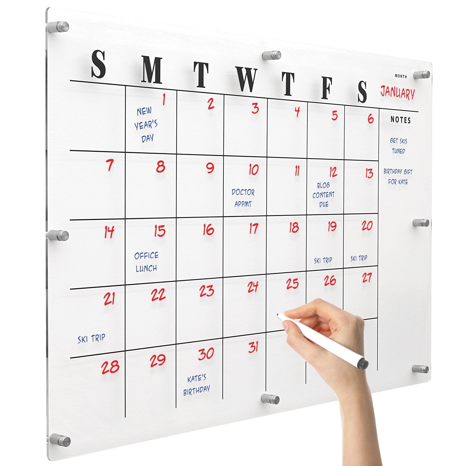 Excello Global Products Ultra Clear Acrylic Dry Erase Memo Writing Board And Wall Calendar Family Planner 30 X 20 Walmart