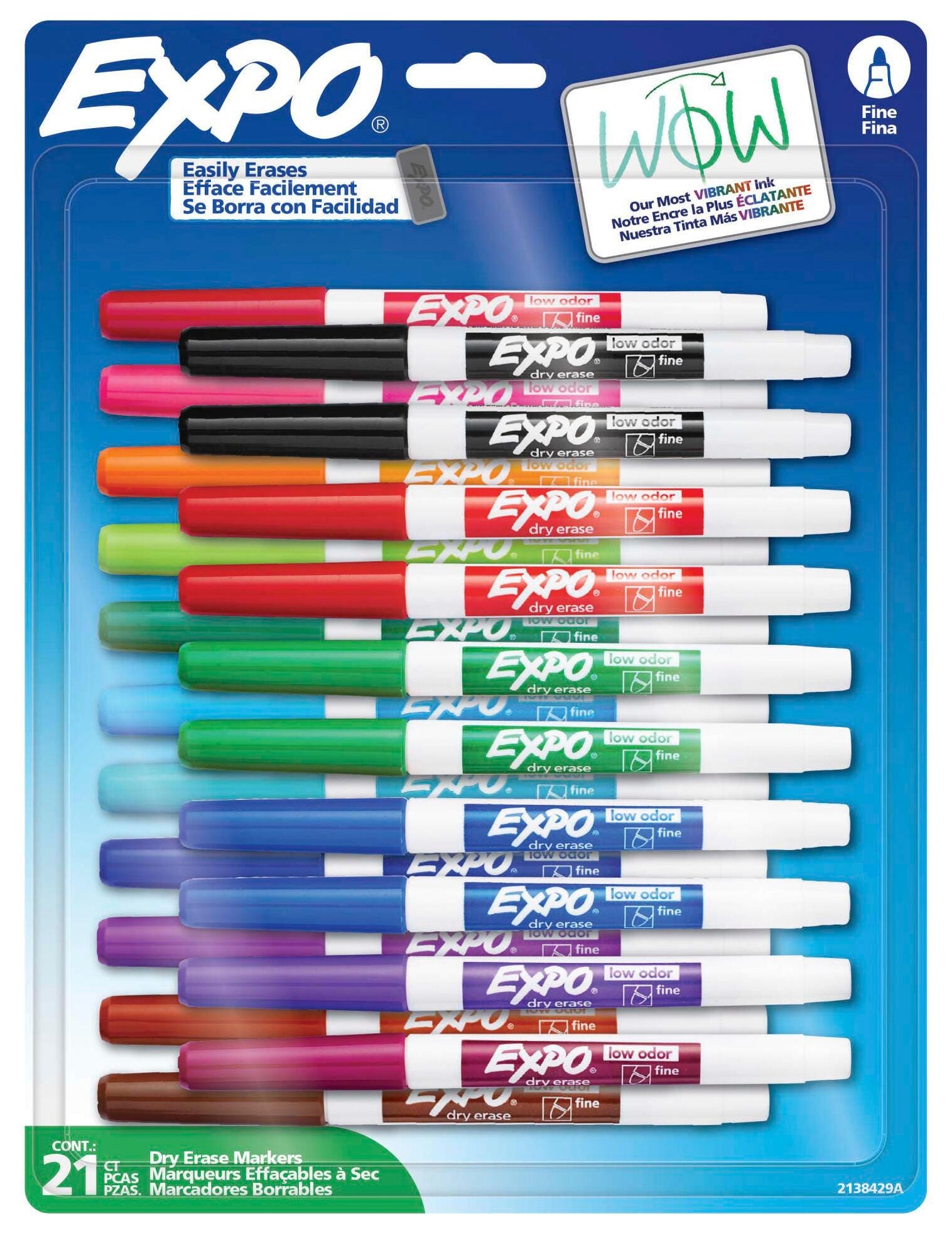 EXPO Low Odor Dry Erase Markers Fine Tip Assorted Vibrant Colors Pack Of 21 School Specialty