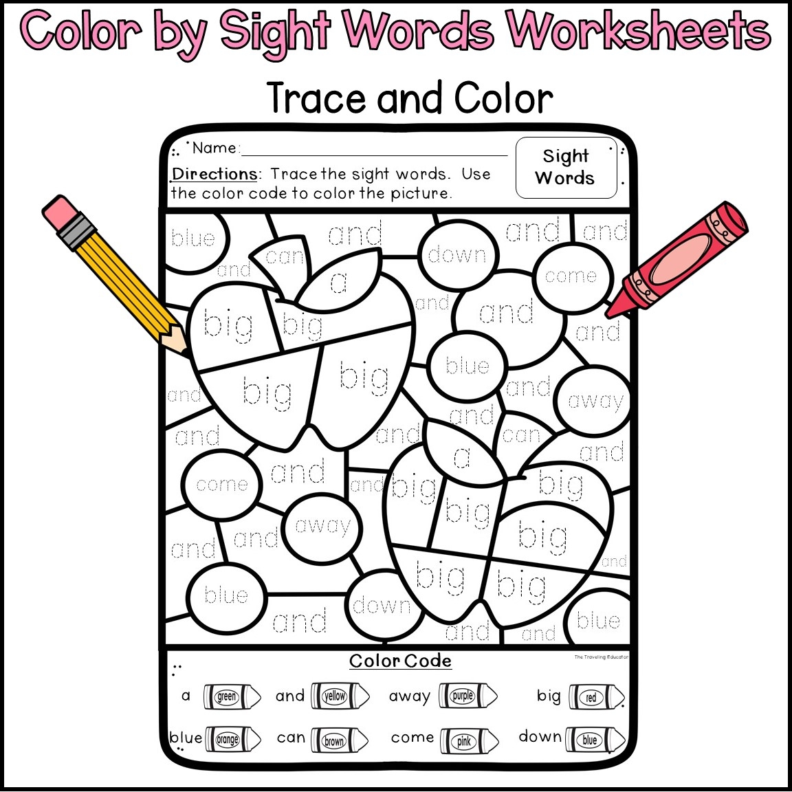 Fall Color By Sight Words For Pre Kindergarten And Kindergarten The Traveling Educator