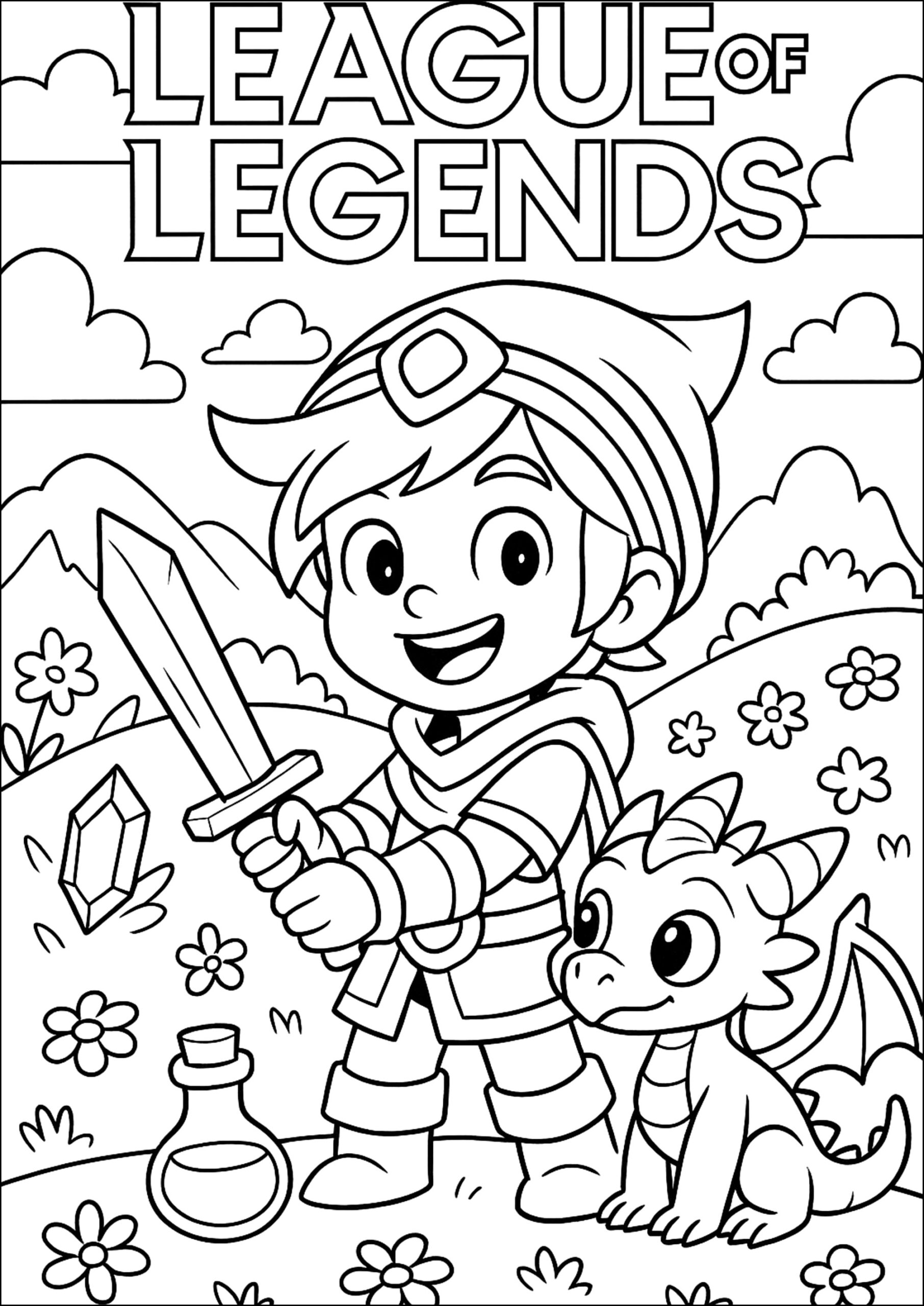 Fantastic Adventure With A Cheerful Hero League Of Legends Coloring Pages