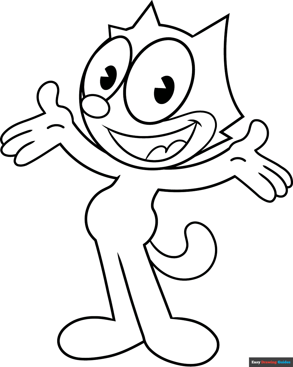 Felix The Cat Coloring Page Easy Drawing Guides