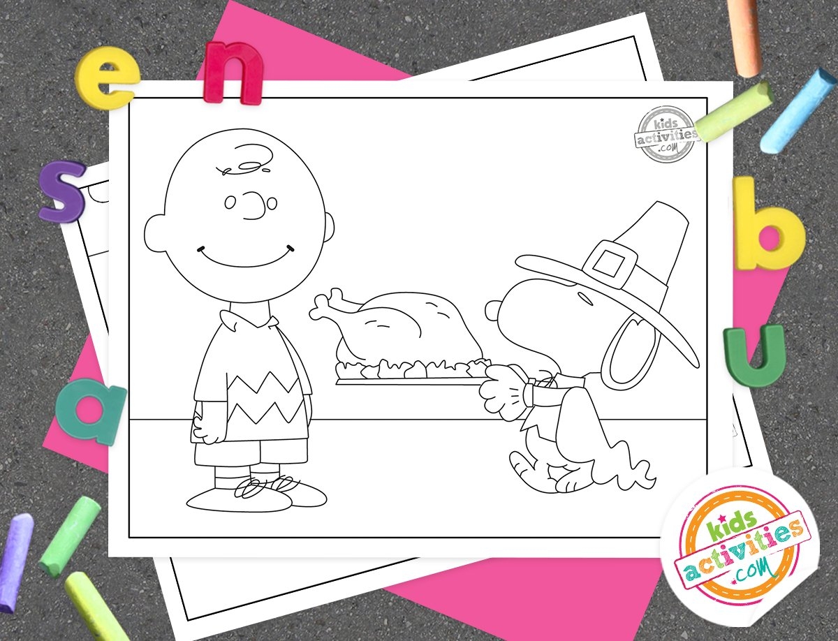 charlie brown coloring pages thanksgiving
