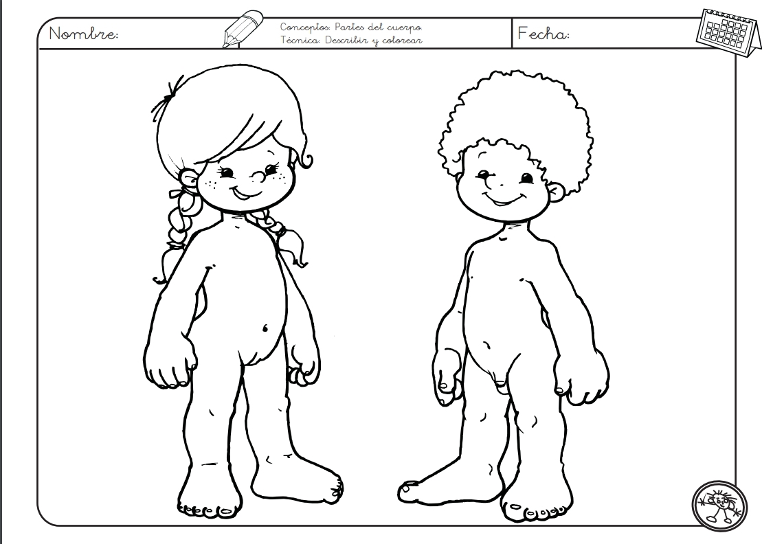 Ficha Para Colorear Esquema Corporal De Ni o Y Ni a Didactalia Material Educativo